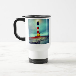 Abandoned Beach  dilapidate Illuminated Lighthouse Travel Mug