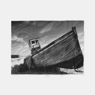 Abandoned Boat On Dungeness Beach Fleece Blanket