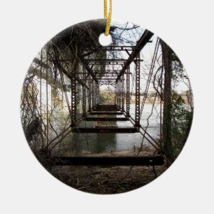 Abandoned bridge on Belle Isle Ceramic Ornament