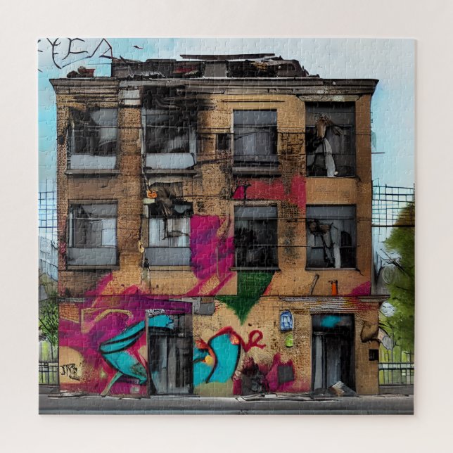 Abandoned Building Abstract AI Art Jigsaw Puzzle (Vertical)