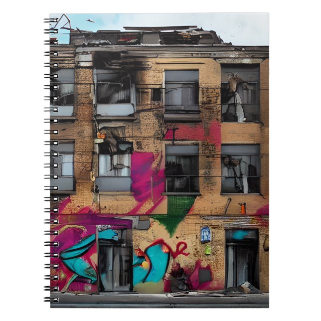 Abandoned Building Abstract AI Art Notebook (Front)