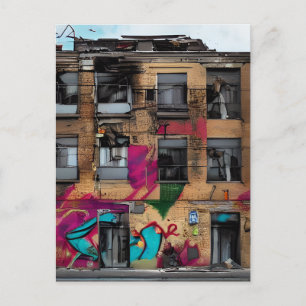 Abandoned Building Abstract AI Art Postcard