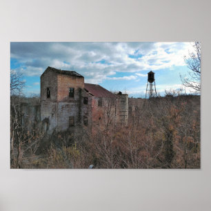 Abandoned Building and Water Tower Poster