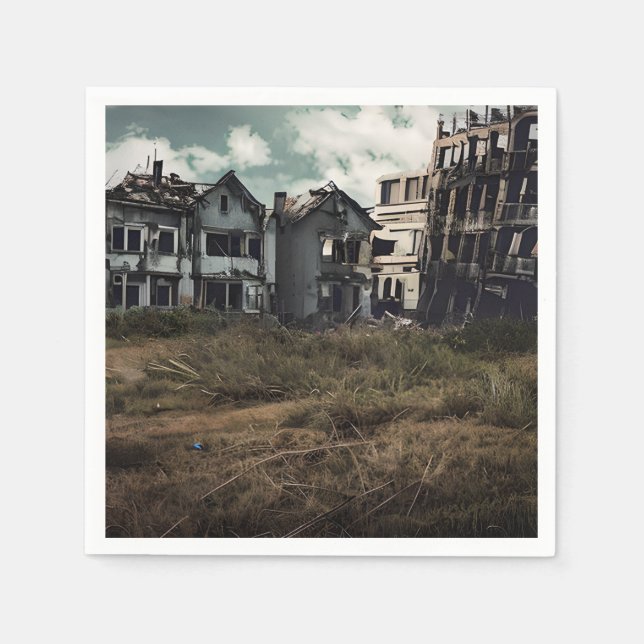  Abandoned Buildings | Post Apocalypse Destruction Napkin (Front)