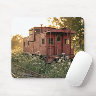 Abandoned Caboose In a Wildflower Field Mouse Pad