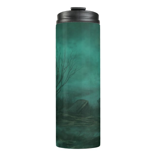 Abandoned Cemetery Moonlit Night Scene Thermal Tumbler (Front)