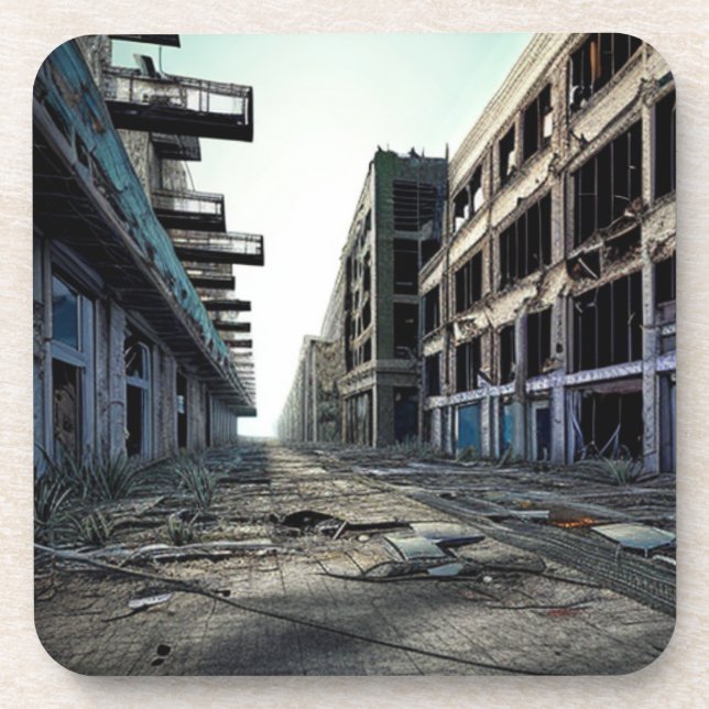 Abandoned City | Post Apocalyptic Dystopia  Coaster (Front)