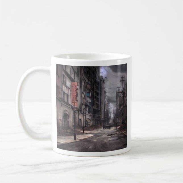 Abandoned City | Post Apocalyptic Dystopian World  Coffee Mug (Left)