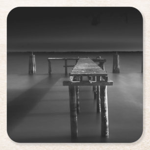 Abandoned Dock At Lake Monroe Square Paper Coaster