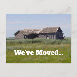 Abandoned Farm House "We've Moved" Holiday Postcard