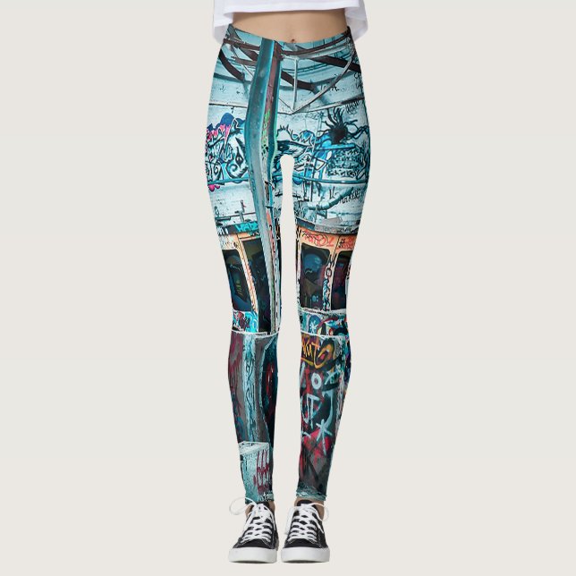 Abandoned Graffiti Street Art Wall Leggings (Front)