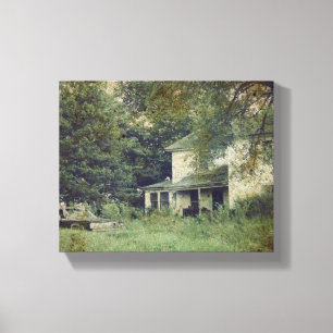 Abandoned House and Car Canvas Print