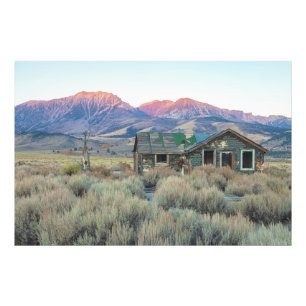 Abandoned House with Mountain Landscape Scenery Photo Print