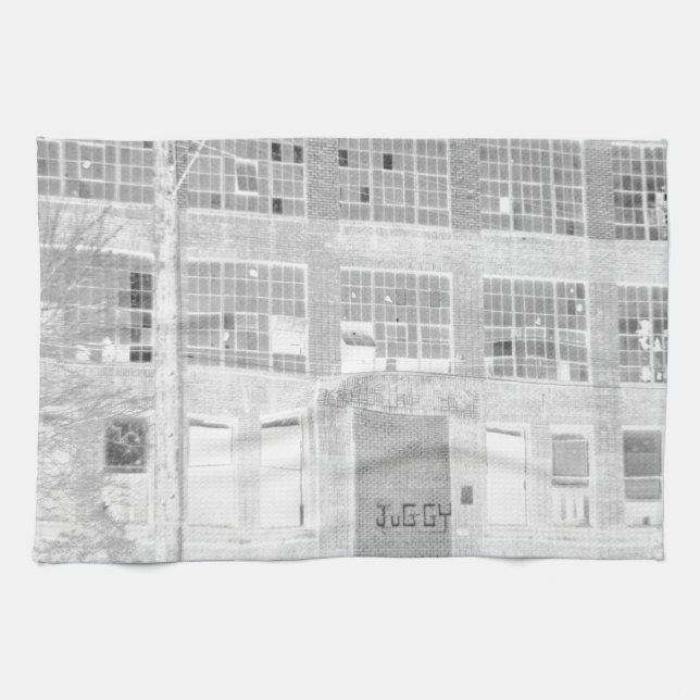 Abandoned Manufacturing Building - negative Kitchen Towel (Horizontal)