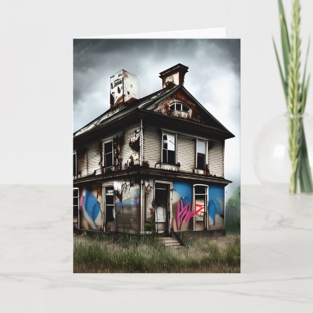 Abandoned Old House Spray Paint Graffiti Card (Front)