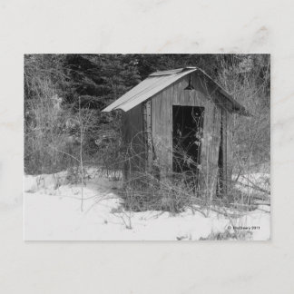 Abandoned Outhouse (B&W) Postcard