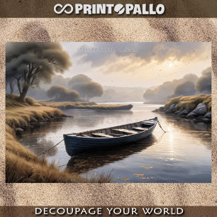 Abandoned rawboat in the mud at dawn tissue paper