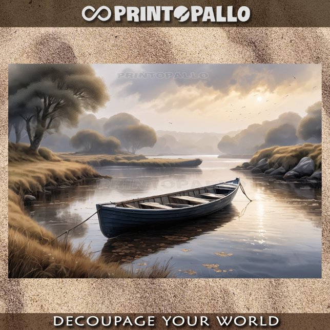 Abandoned rawboat in the mud at dawn tissue paper (Creator Uploaded)