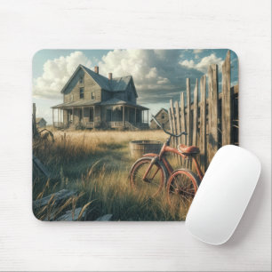 Abandoned Red Retro Tricycle Mouse Pad