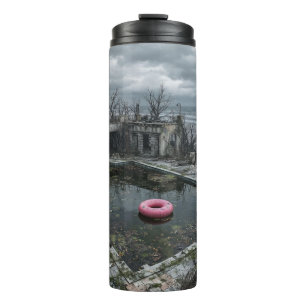 Abandoned Seaside Pool – Eerie Liminal Landscape Thermal Tumbler