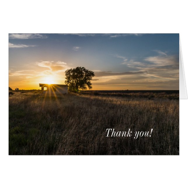 Abandoned Shed Colorado Sunset Thank You Card (Front Horizontal)