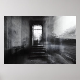Abandoned Staircase Ghostly Doorway Blur Poster