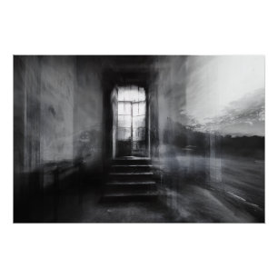 Abandoned Staircase Ghostly Doorway Blur Poster