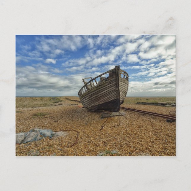 Abandoned Wooden Fishing Boat | Dungeness Postcard (Front)
