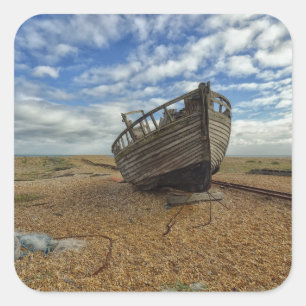 Abandoned Wooden Fishing Boat Dungeness Square Sticker
