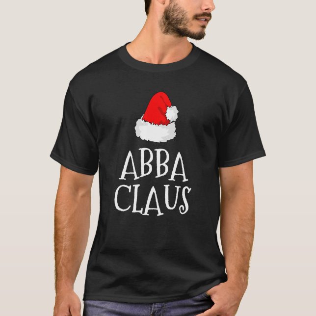 Abba Claus Christmas Hat Family Matching Group Paj T-Shirt (Front)