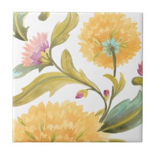 Abbaye Carreaux floraux - Fleurs Jaunes