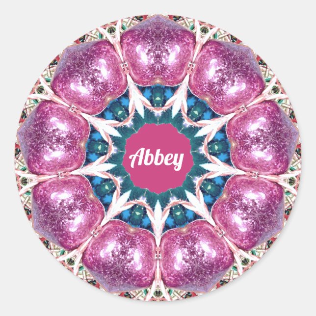 ABBEY ~ Bright Abstract Pattern ~ Personalized Classic Round Sticker (Front)
