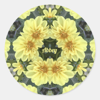 ABBEY ~ EASTER DAHLIAS YELLOW RELIGIOUS ~ CLASSIC ROUND STICKER