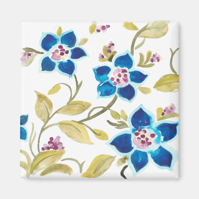 Abbey Floral Tiles - Blue Blooms Magnet (Front)