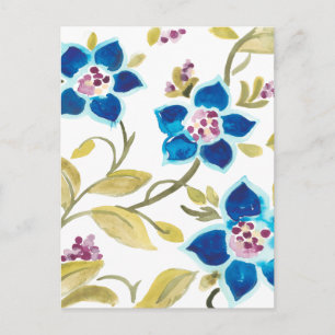 Abbey Floral Tiles — Blue Blooms Postcard