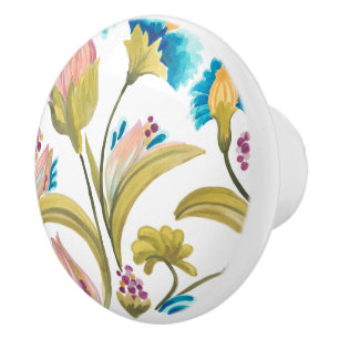 Abbey Floral Tiles - Spring Flowers Ceramic Knob