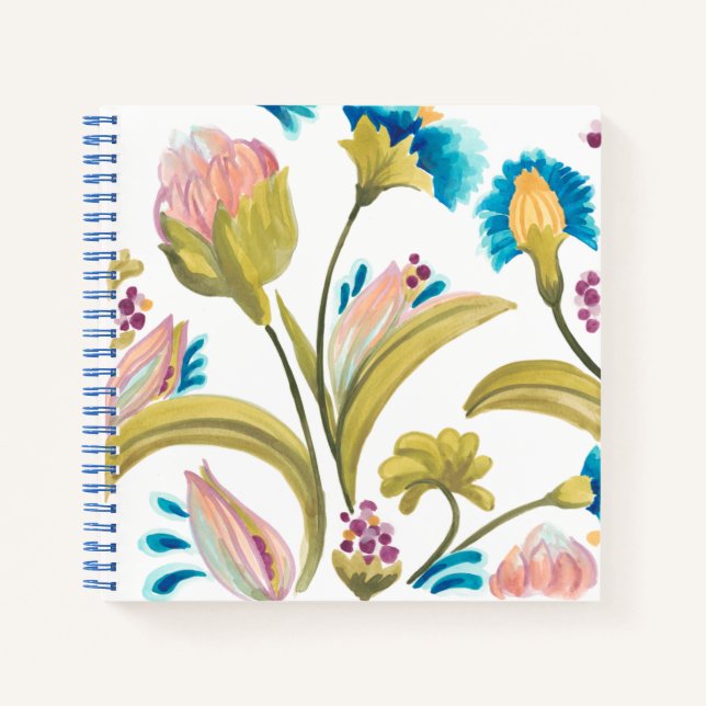 Abbey Floral Tiles - Spring Flowers Notebook (Front)