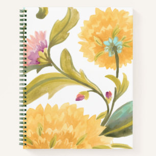 Abbey Floral Tiles - Yellow Flowers Notebook