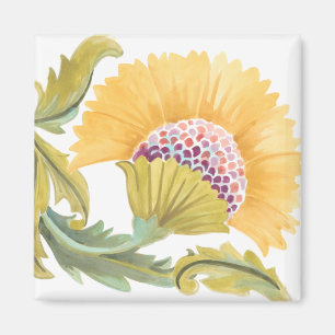 Abbey Floral Tiles - Yellow Magnet