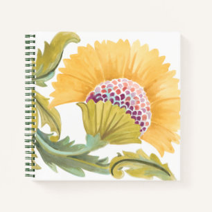 Abbey Floral Tiles - Yellow Notebook