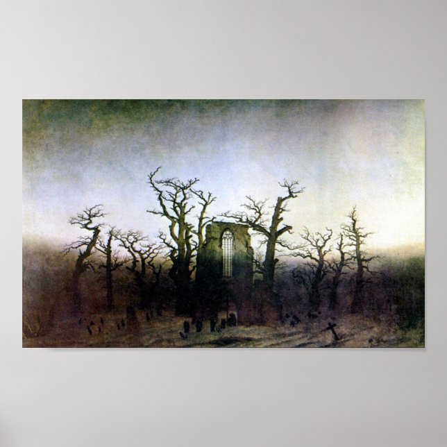 Abbey in an Oak Forest by Caspar David Friedrich Poster (Front)