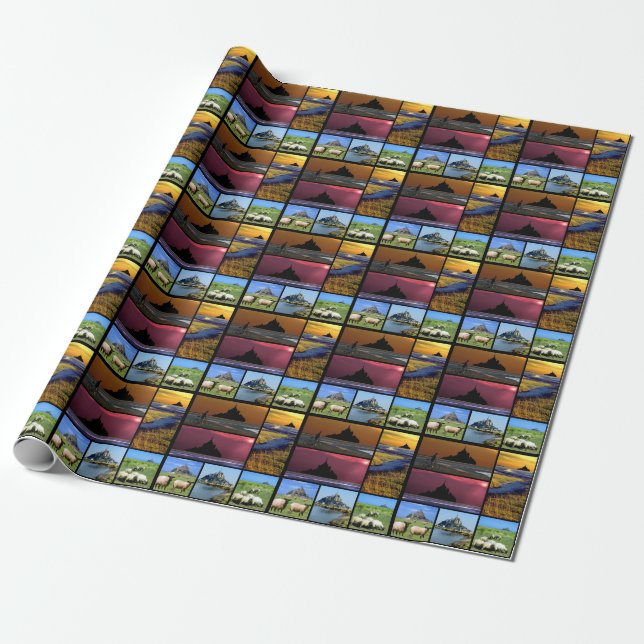 Abbey Mont-Saint-Michel mosaic Poster Wrapping Paper (Unrolled)