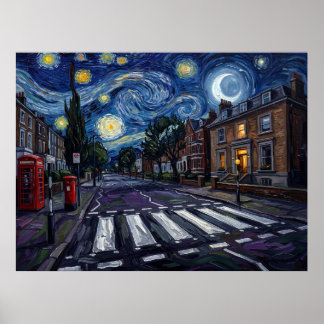 Abbey Road Starry Night Poster