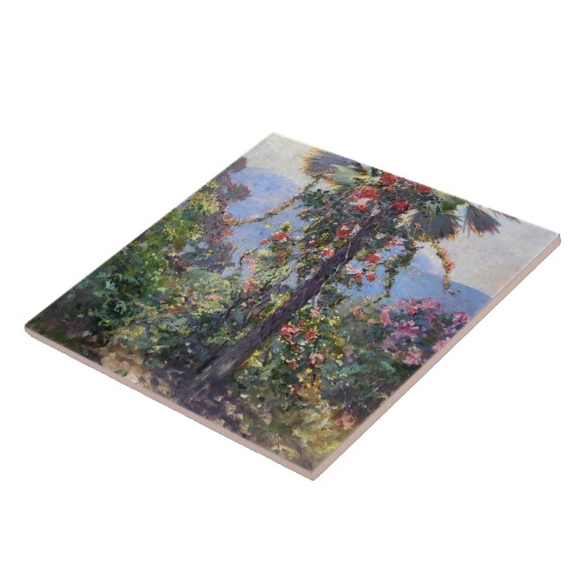 Abbott Fuller Graves Flowering Vines on Palm Tree Tile (Side)
