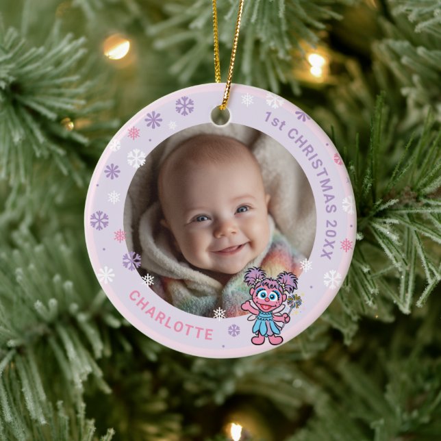 Abby Cadabby Baby's 1st Christmas Photo Ceramic Or Ceramic Ornament (Tree)
