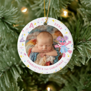 Abby Cadabby Baby's 1st Christmas Photo Ceramic Or Ceramic Ornament