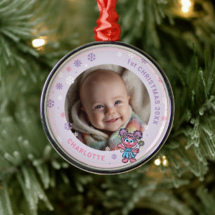 Abby Cadabby Baby's 1st Christmas Photo Metal Orna Metal Ornament