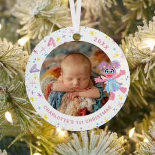 Abby Cadabby Baby's 1st Christmas Photo Metal Ornament