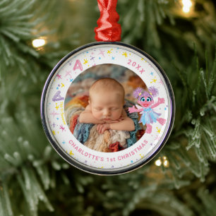 Abby Cadabby Baby's 1st Christmas Photo Metal Ornament