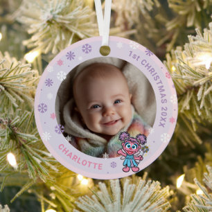 Abby Cadabby Baby's 1st Christmas Photo Metal Ornament